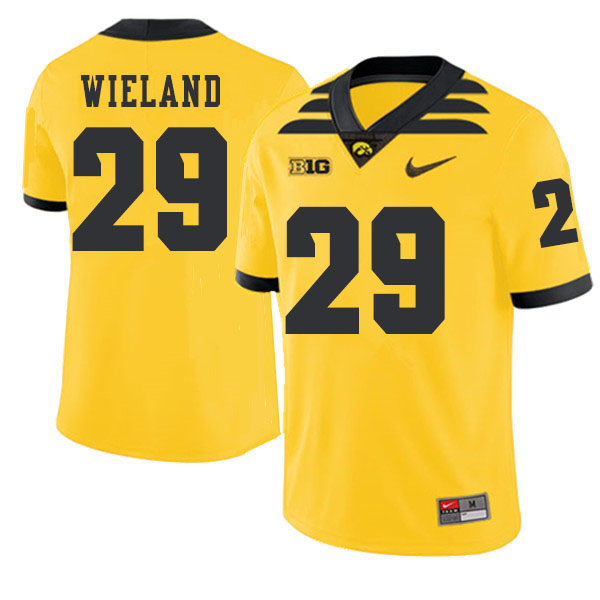 2019 Men #29 Nate Wieland Iowa Hawkeyes College Football Alternate Jerseys Sale-Gold